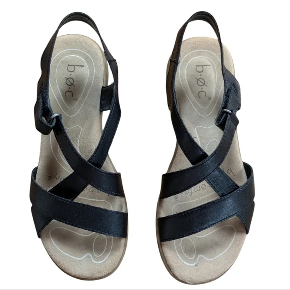 B.O.C Camelia Black Flat Slingback Sandals Size 7 - Picture 3 of 11